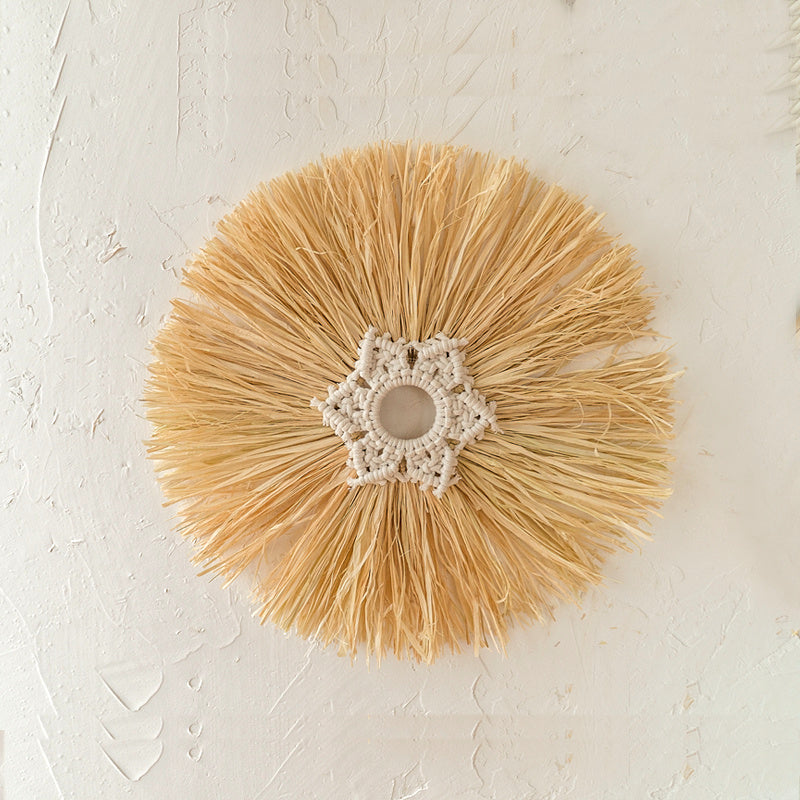 Nordic Straw & Wood Wall Hanging