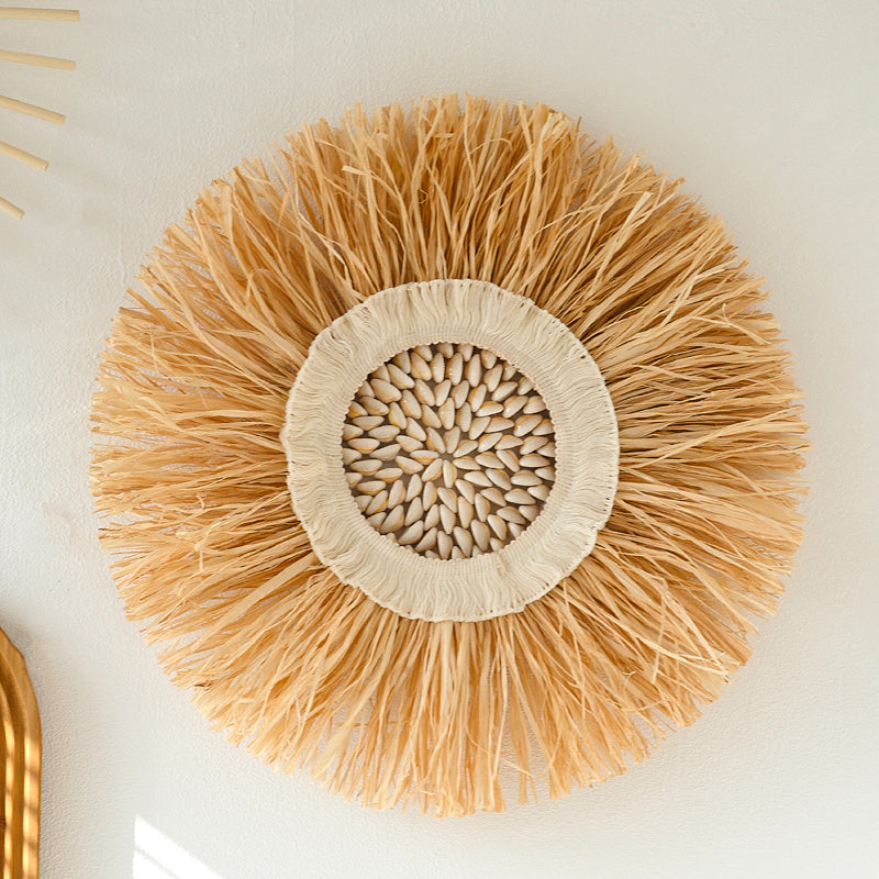 Nordic Straw & Wood Wall Hanging