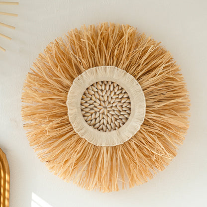Nordic Straw & Wood Wall Hanging
