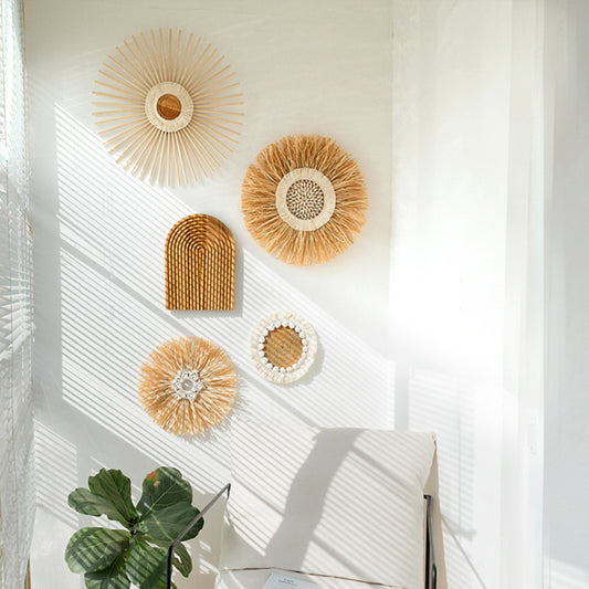 Nordic Straw & Wood Wall Hanging